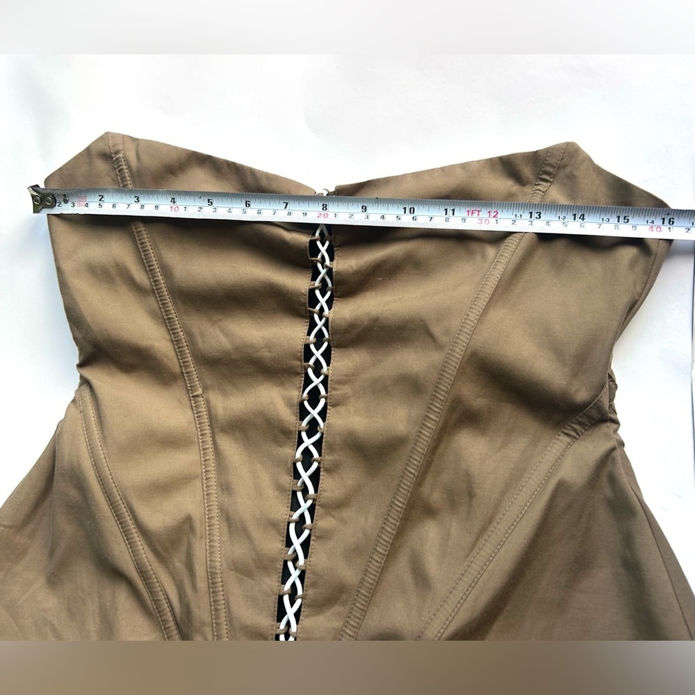 Huelleyrose SHAYLA DRESS Brown Strapless Mini Dress size large corset lace - Picture 10 of 15